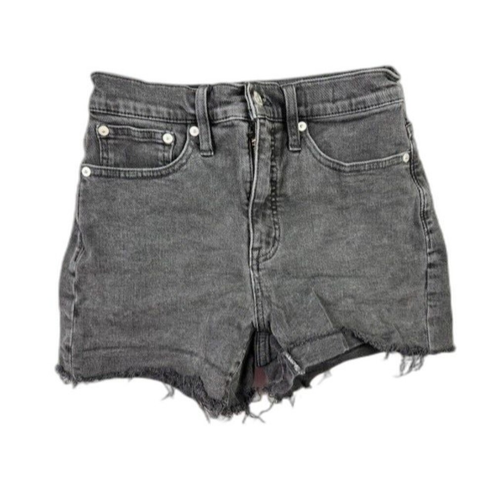 Madewell Size 25 Womens Shorts Black Cut Off High Rise Stretch